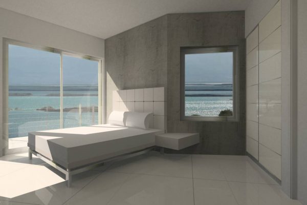 חדר שינה בעיצוב נקי הייטקי